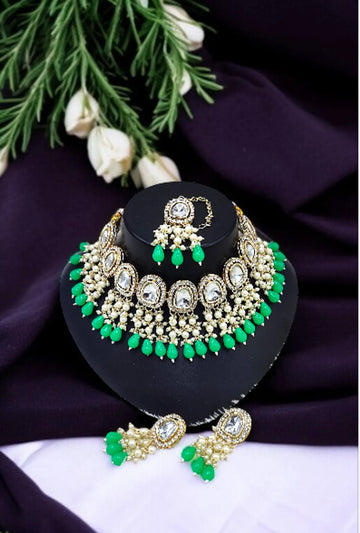 Light Green Premium Kundan Bridal Necklace For Women