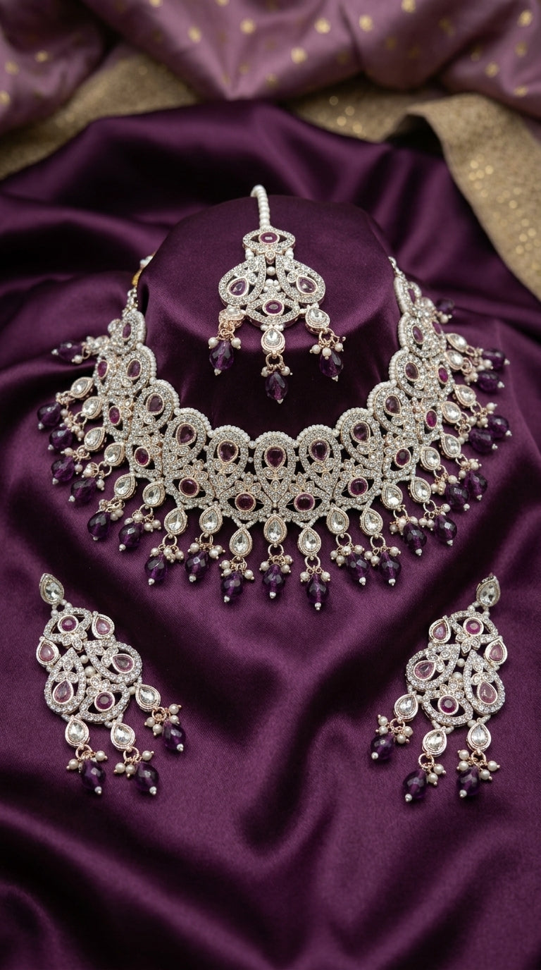 Amethyst Pearl Imperial Choker Set