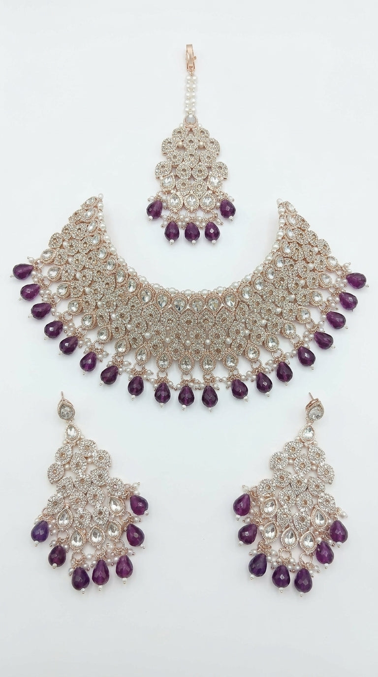 Amethyst Pearl Imperial Choker Set