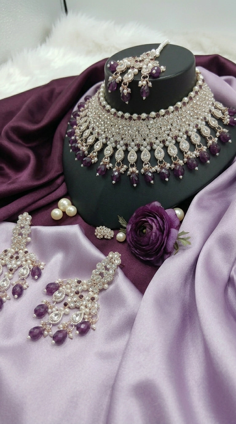 Amethyst Pearl Imperial Choker Set