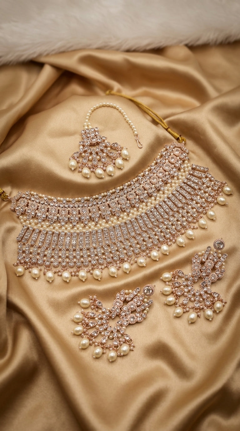 rose gold-toned choker necklace