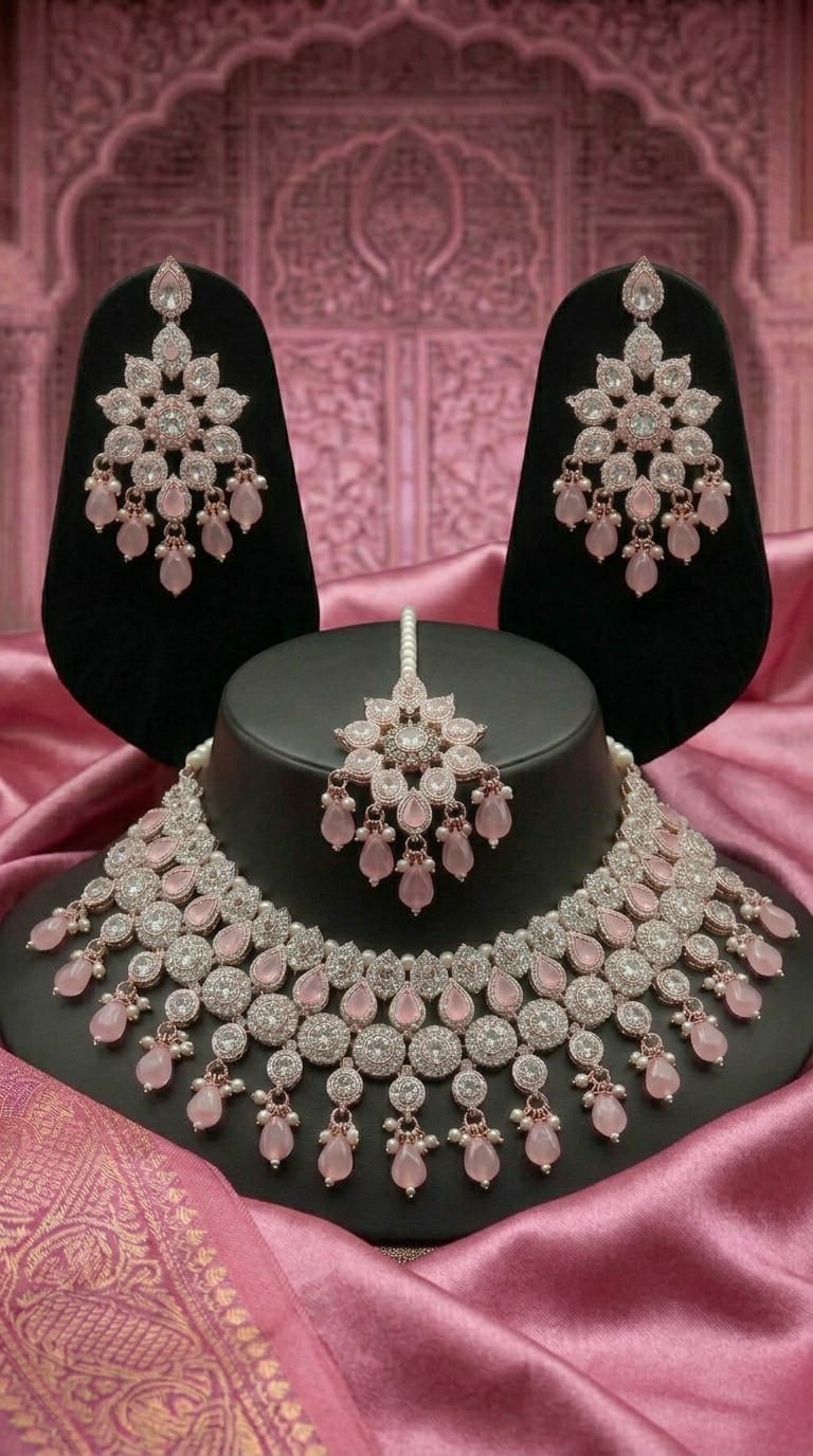 Baby Pink Pearl Blossom Royale Choker Set