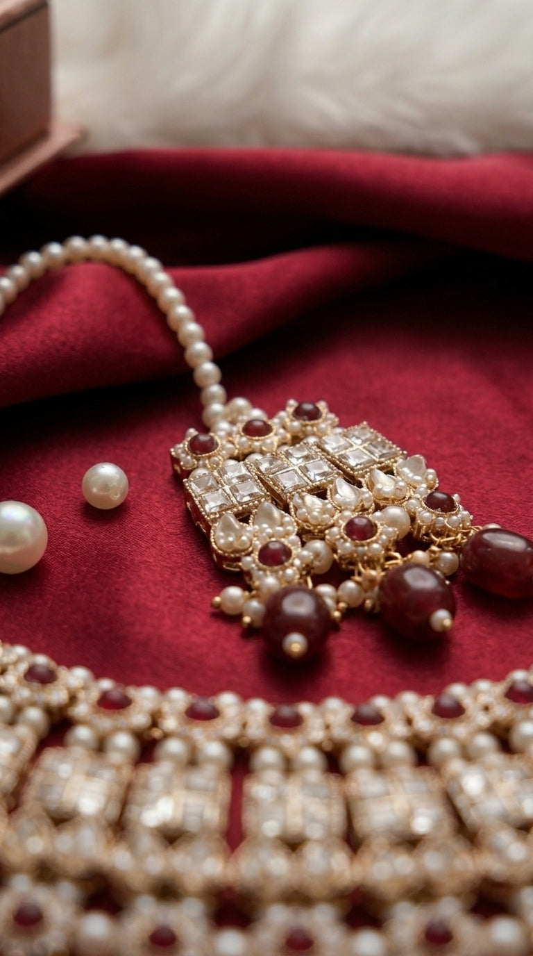 Ruby Pearl Elegance Choker Set