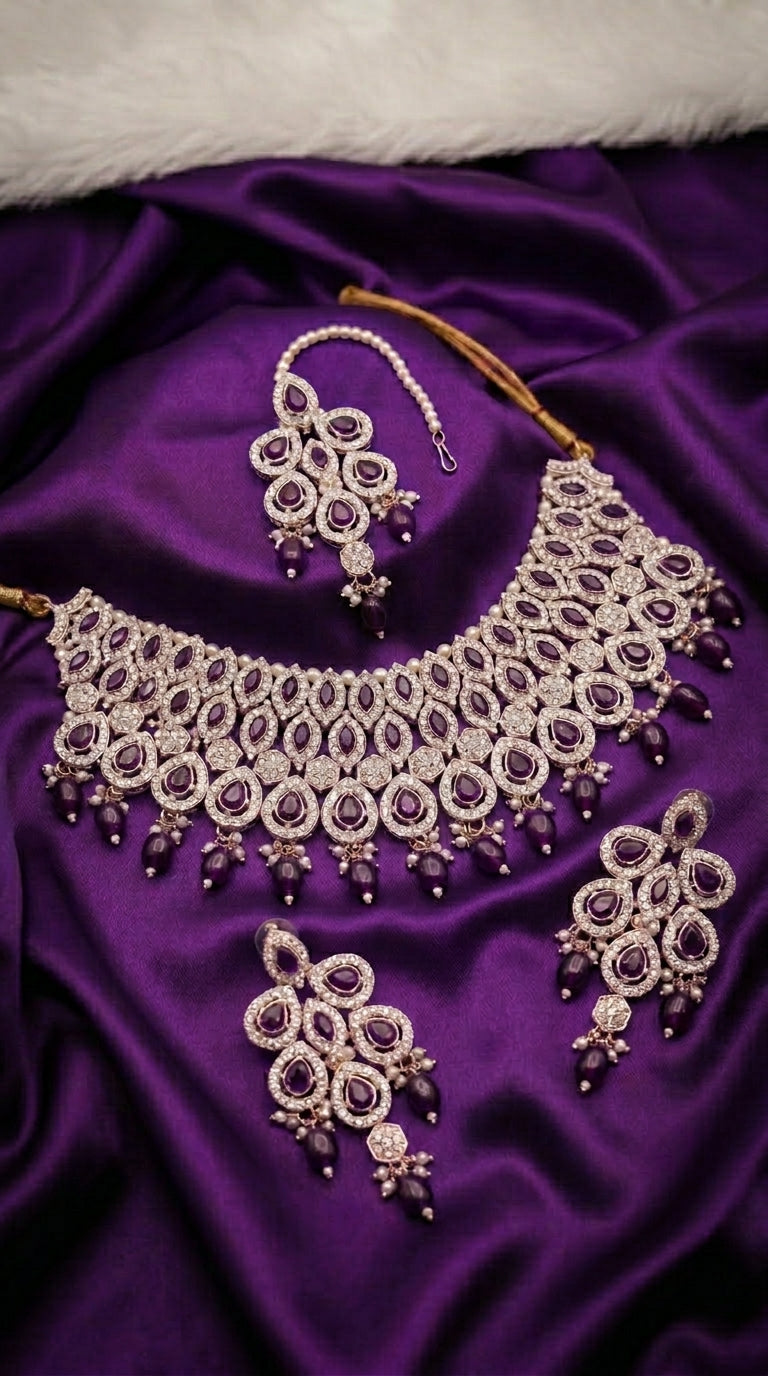 Ruby Amethyst Pearl Royale Choker Set