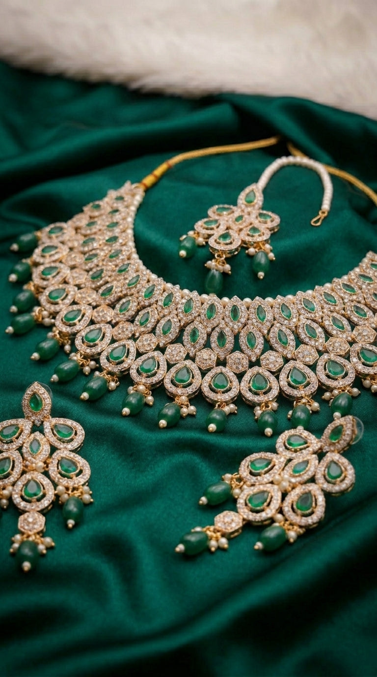 Emerald Peacock Majesty Choker Set