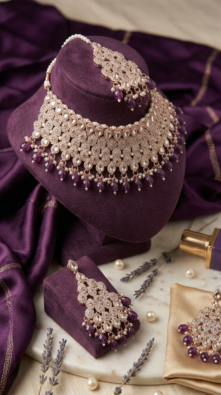 Amethyst Pearl Imperial Choker Set