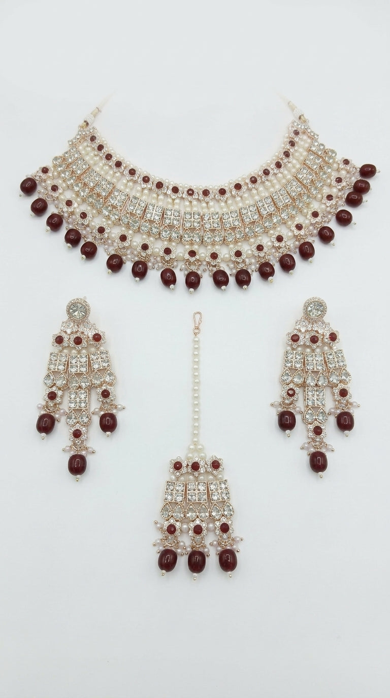 Ruby Pearl Elegance Choker Set
