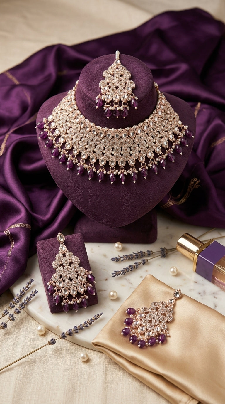 Amethyst Pearl Imperial Choker Set