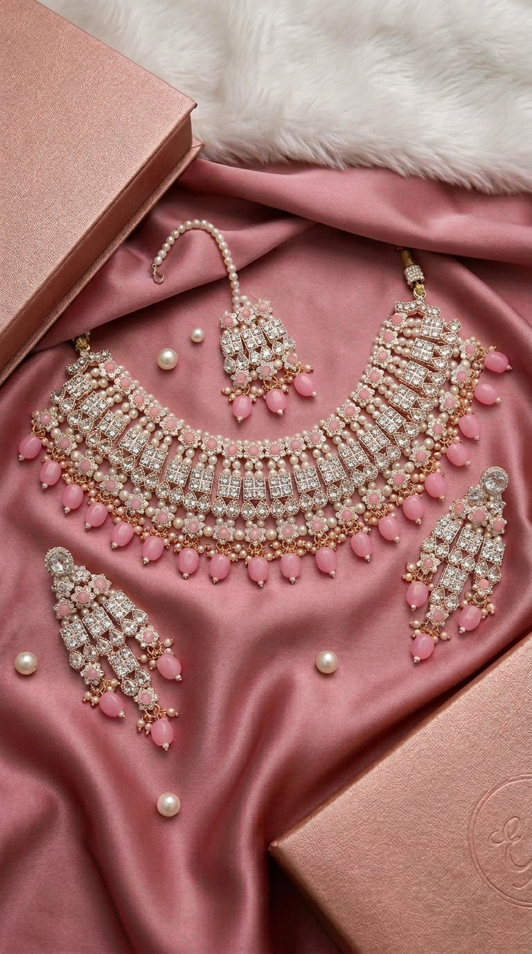 Rose Quartz Pearl Whisper Choker Set