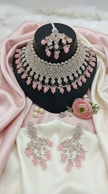 Blush Pink Pearl Polki Royale Choker Set