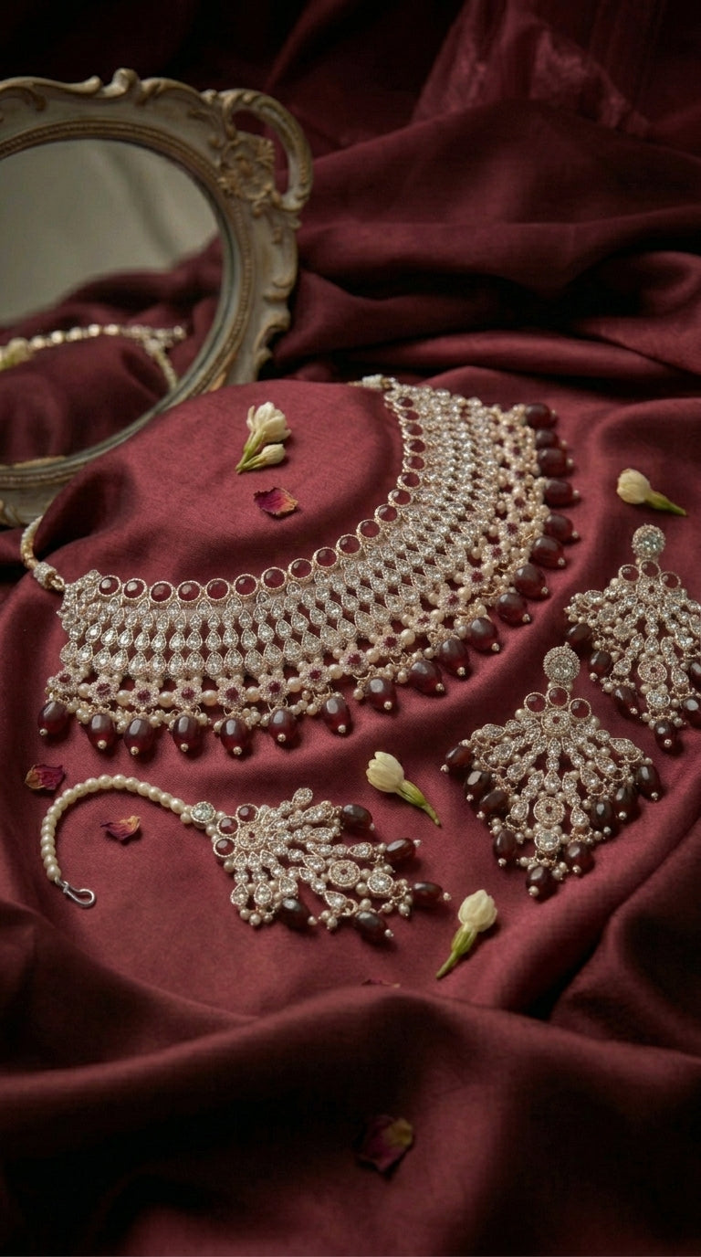 Royal Ruby Charm Necklace Set