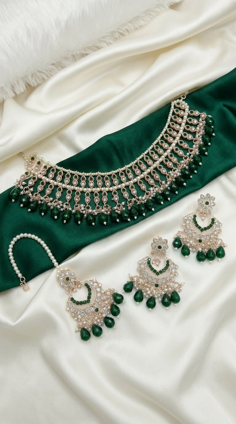 Emerald Pearl Cascade Set