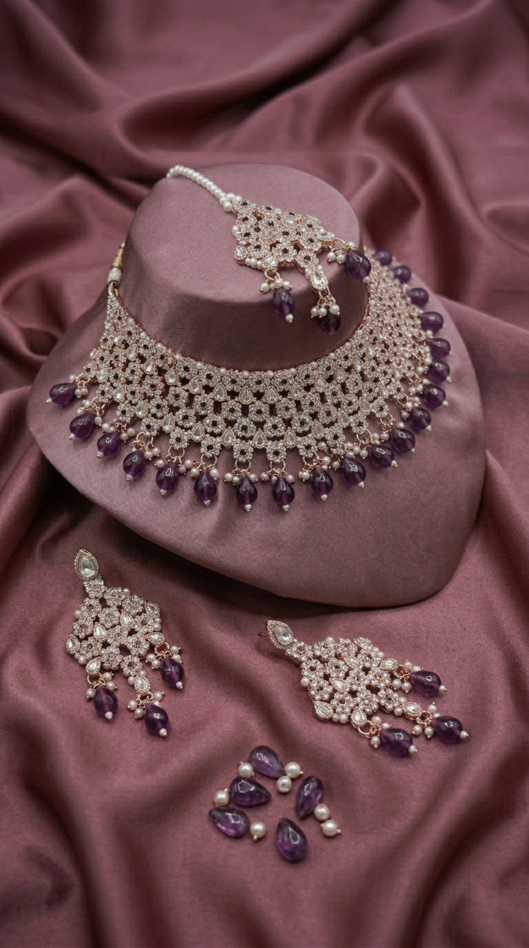 Amethyst Pearl Imperial Choker Set