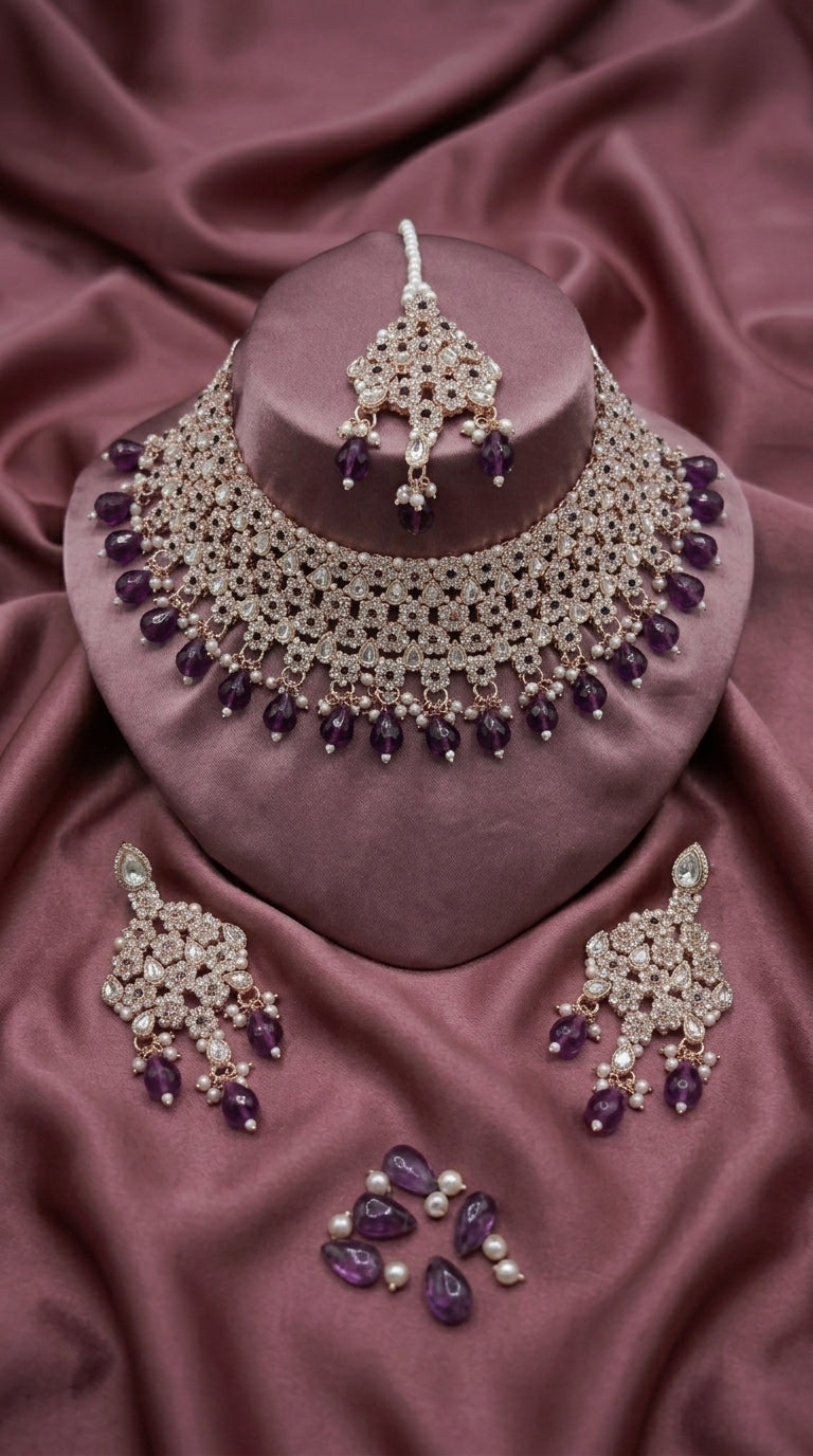 Amethyst Pearl Imperial Choker Set