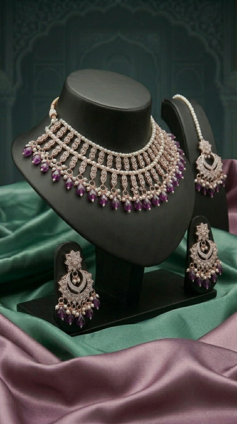 Amethyst Pearl Imperial Choker Set