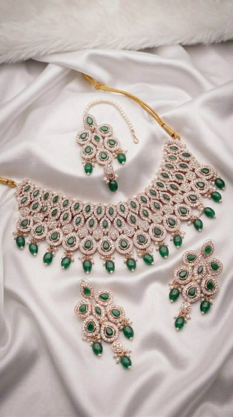 Emerald Peacock Majesty Choker Set