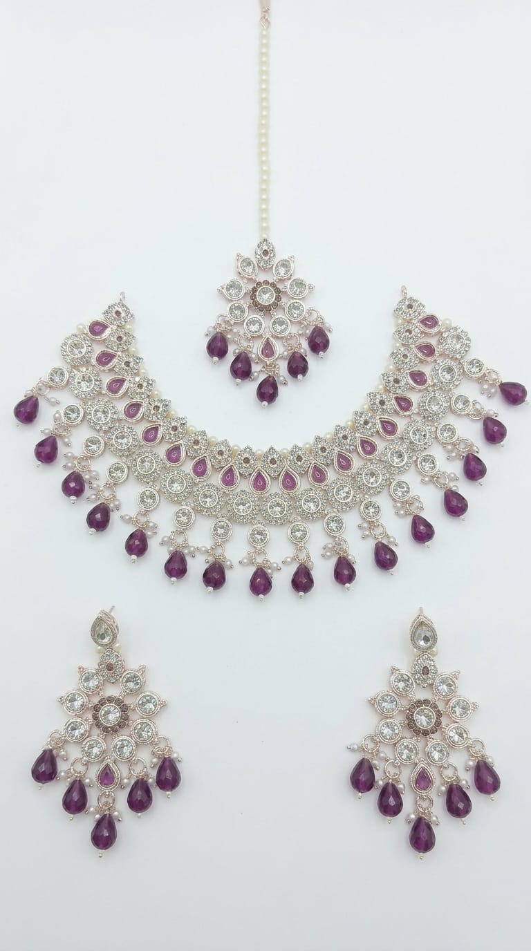 Amethyst Pearl Royale Cascade Choker Set