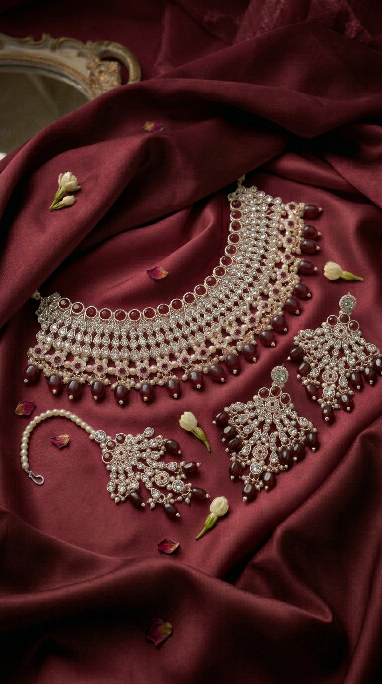 Royal Ruby Charm Necklace Set