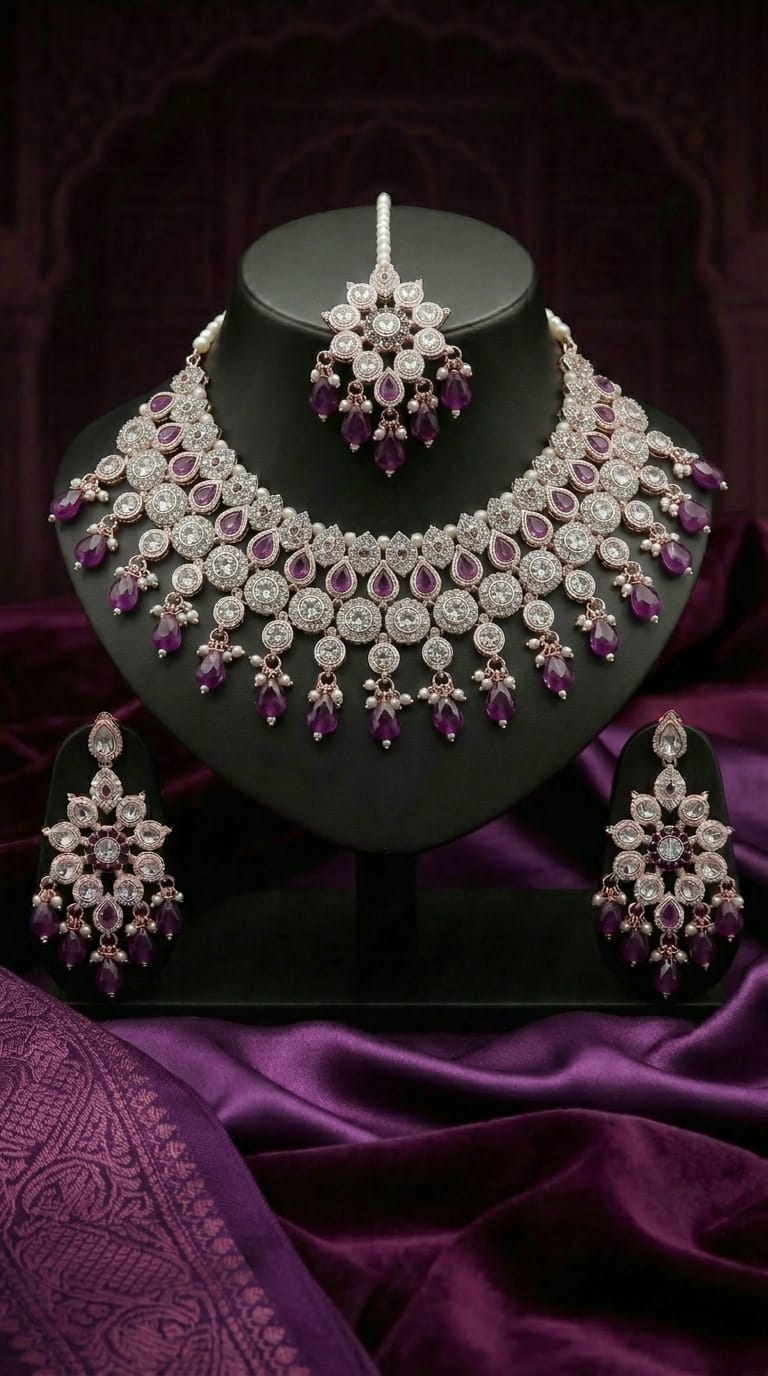 Amethyst Pearl Royale Cascade Choker Set