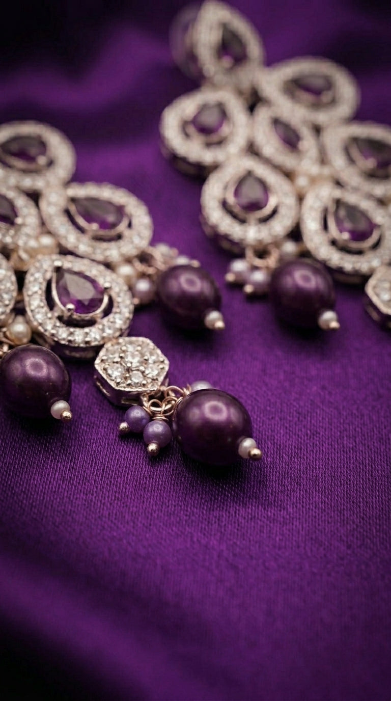 Ruby Amethyst Pearl Royale Choker Set