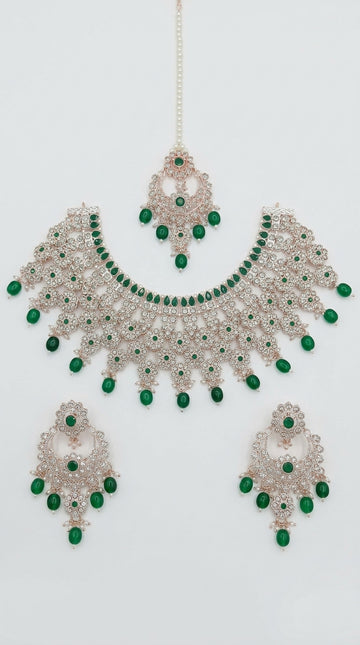 Emerald Pearl Floral Grandeur Choker Set