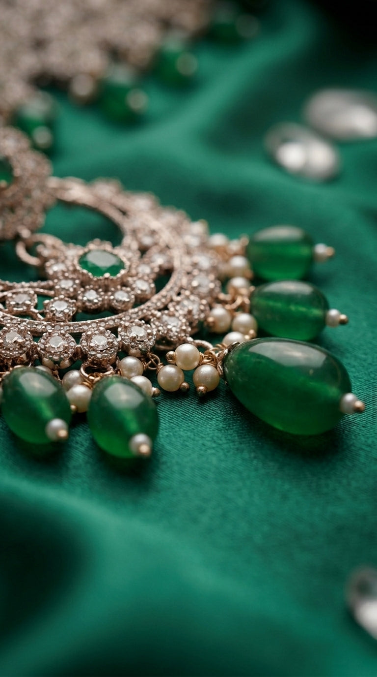 Emerald Pearl Floral Grandeur Choker Set