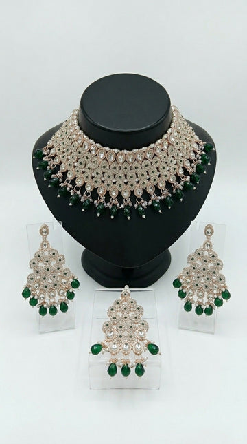 Emerald Pearl Floral Royale Choker Set