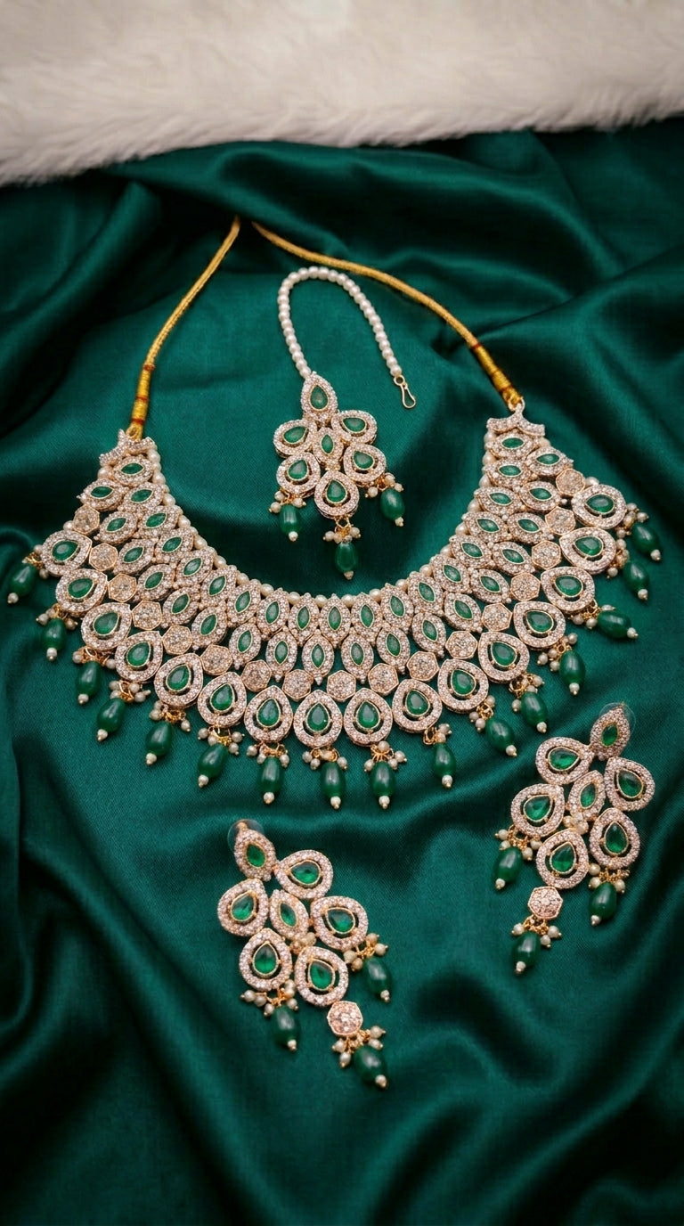 Emerald Peacock Majesty Choker Set