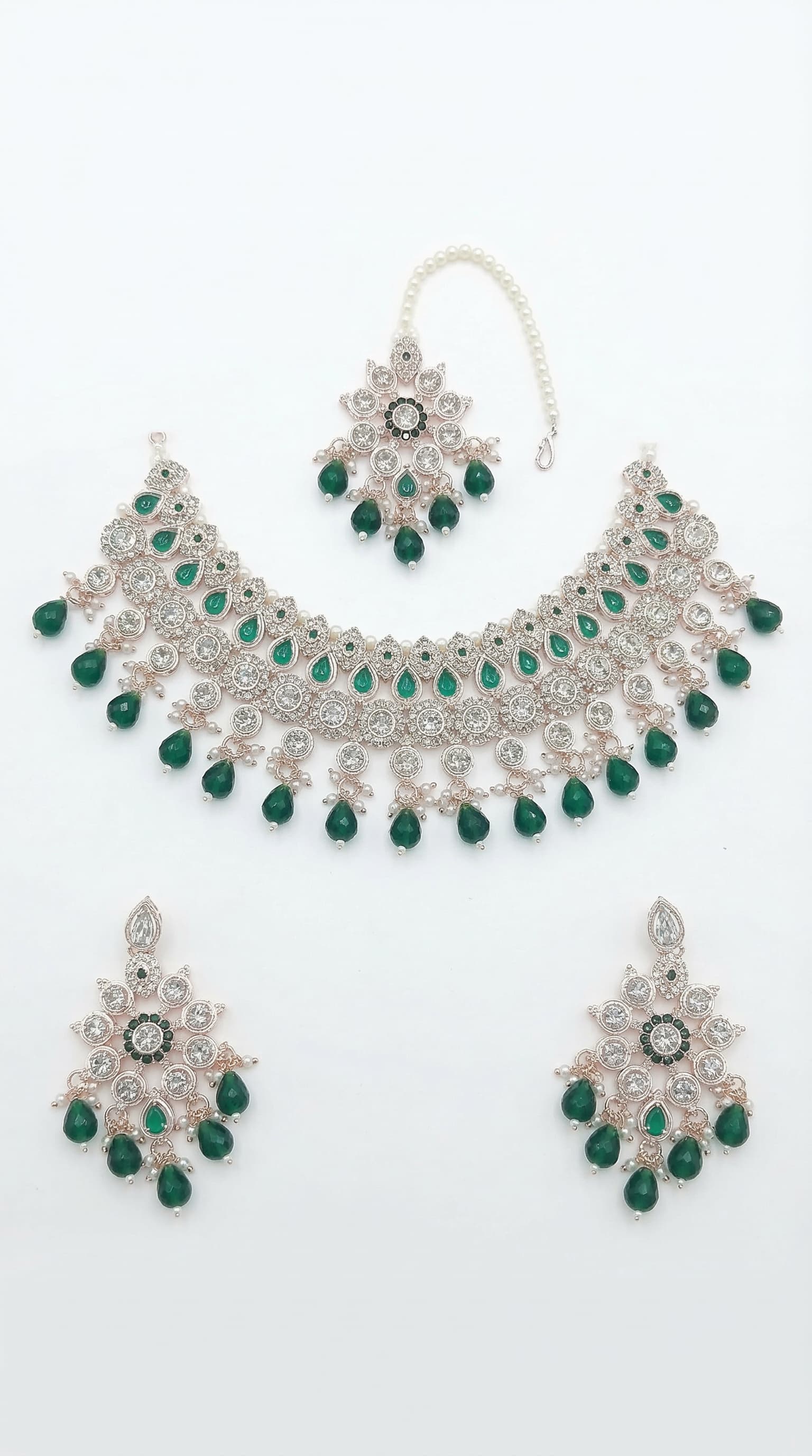 Emerald Pearl Floral Grandeur Choker Set