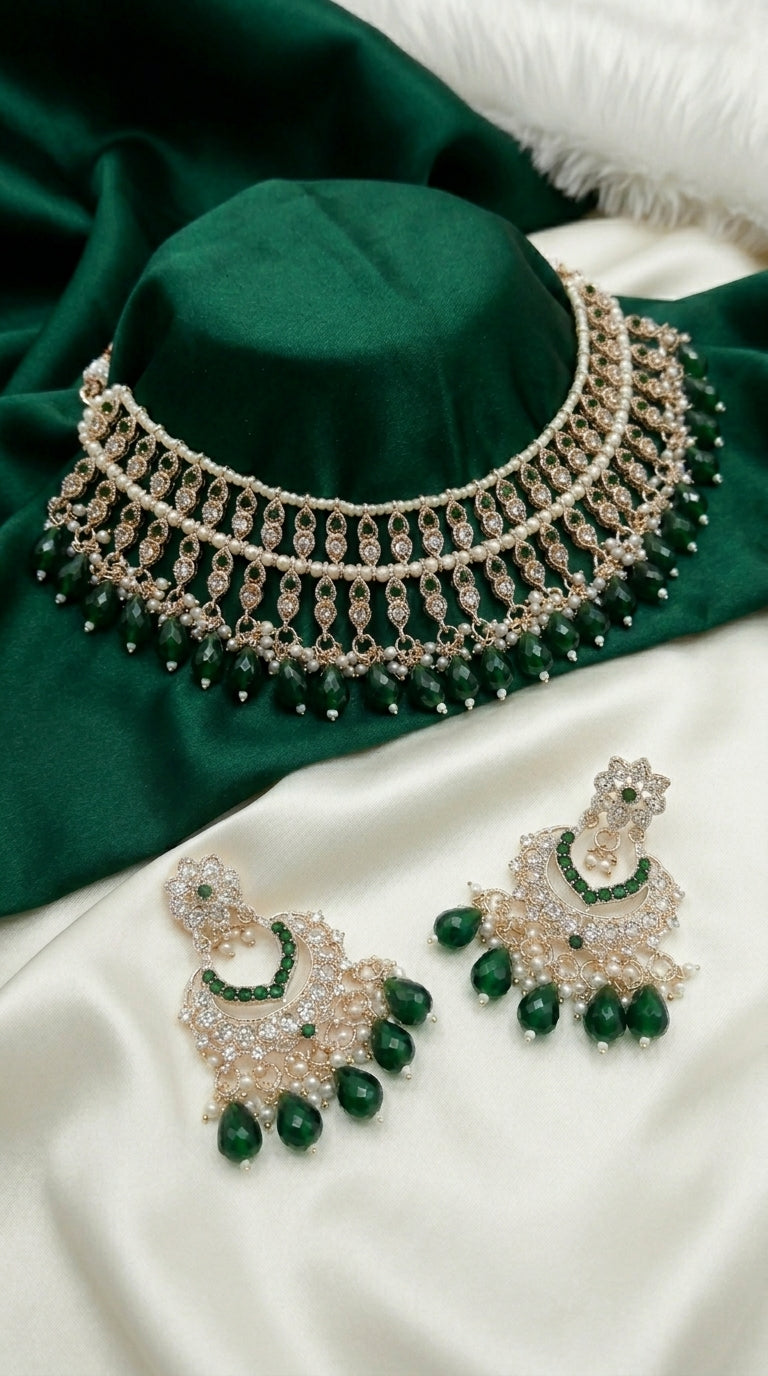 Emerald Pearl Cascade Set