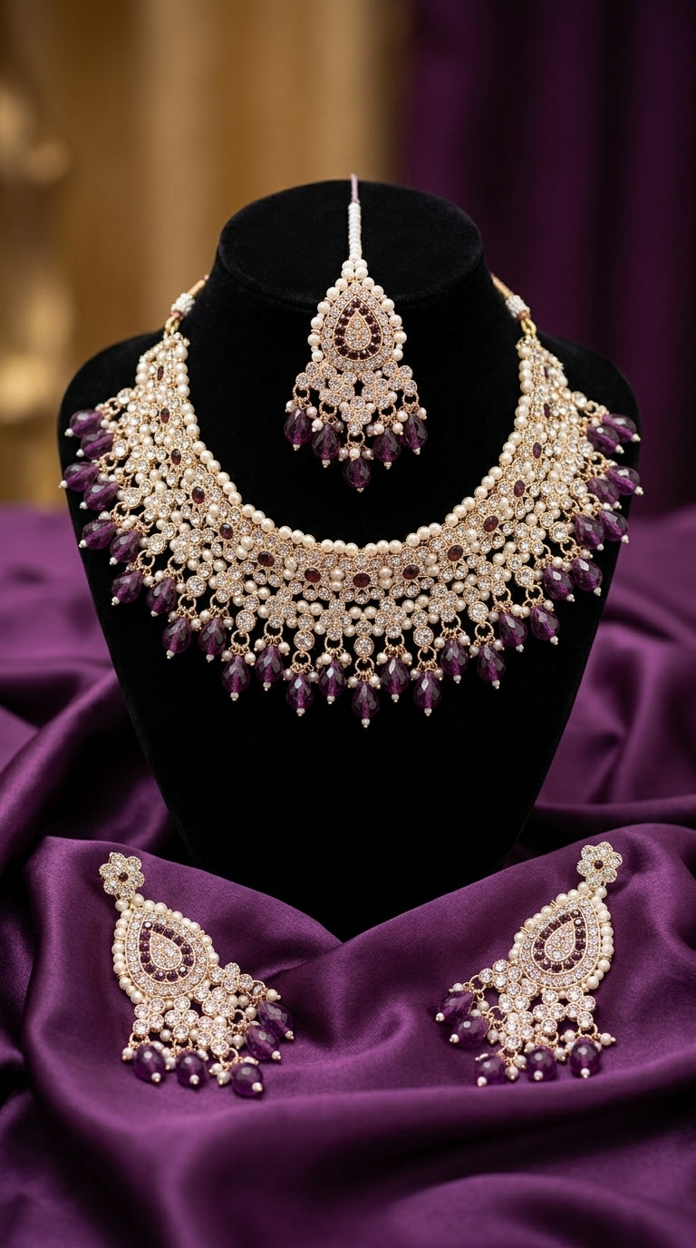 Amethyst Pearl Imperial Choker Set