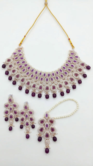 Ruby Amethyst Pearl Royale Choker Set