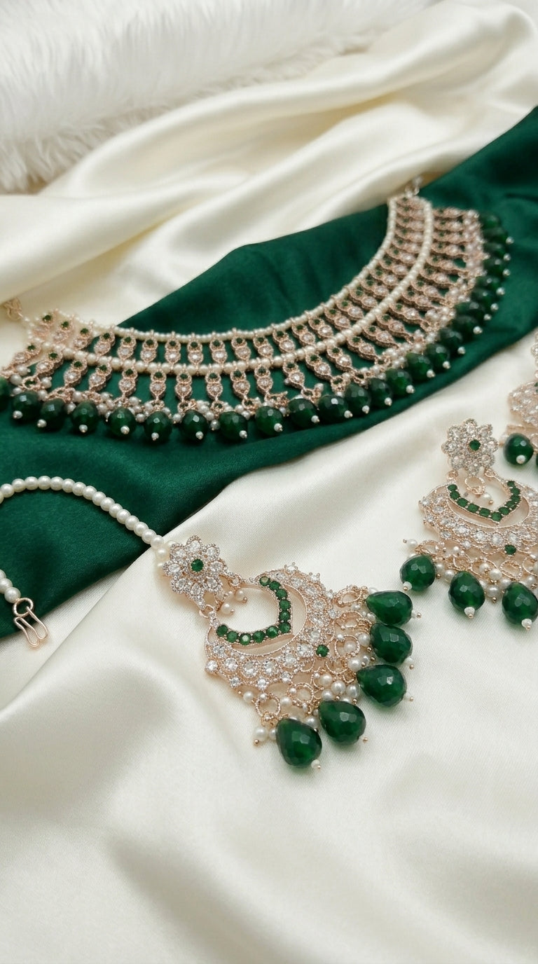 Emerald Pearl Cascade Set