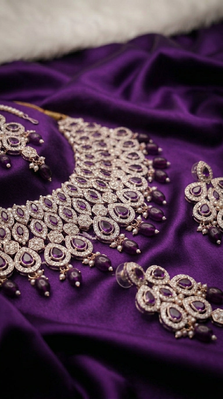 Ruby Amethyst Pearl Royale Choker Set