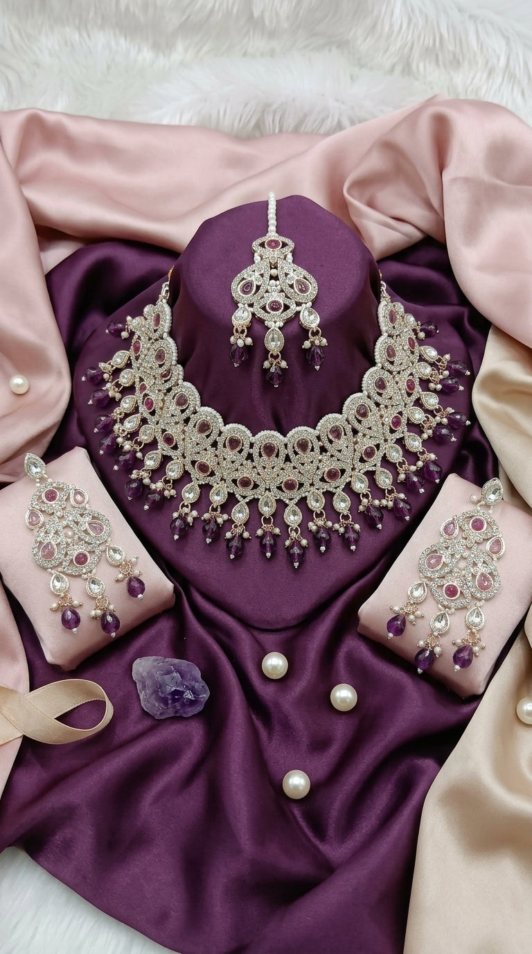 Amethyst Pearl Imperial Choker Set