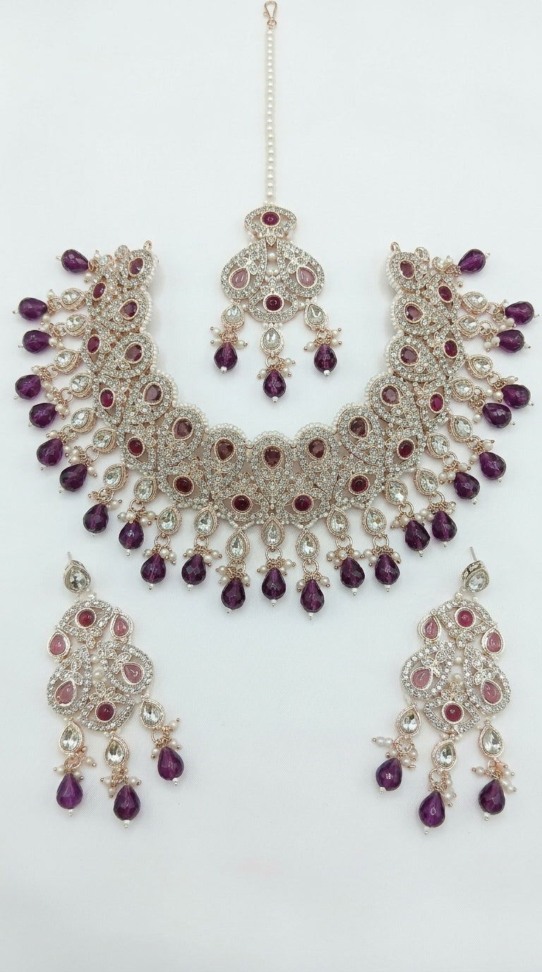 Amethyst Pearl Imperial Choker Set