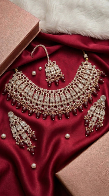 Ruby Pearl Elegance Choker Set