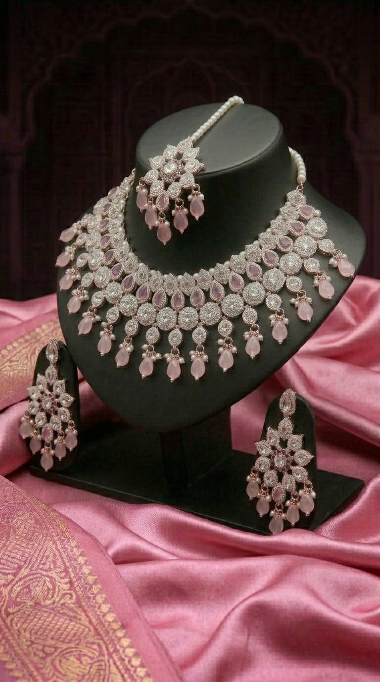 Baby Pink Pearl Blossom Royale Choker Set