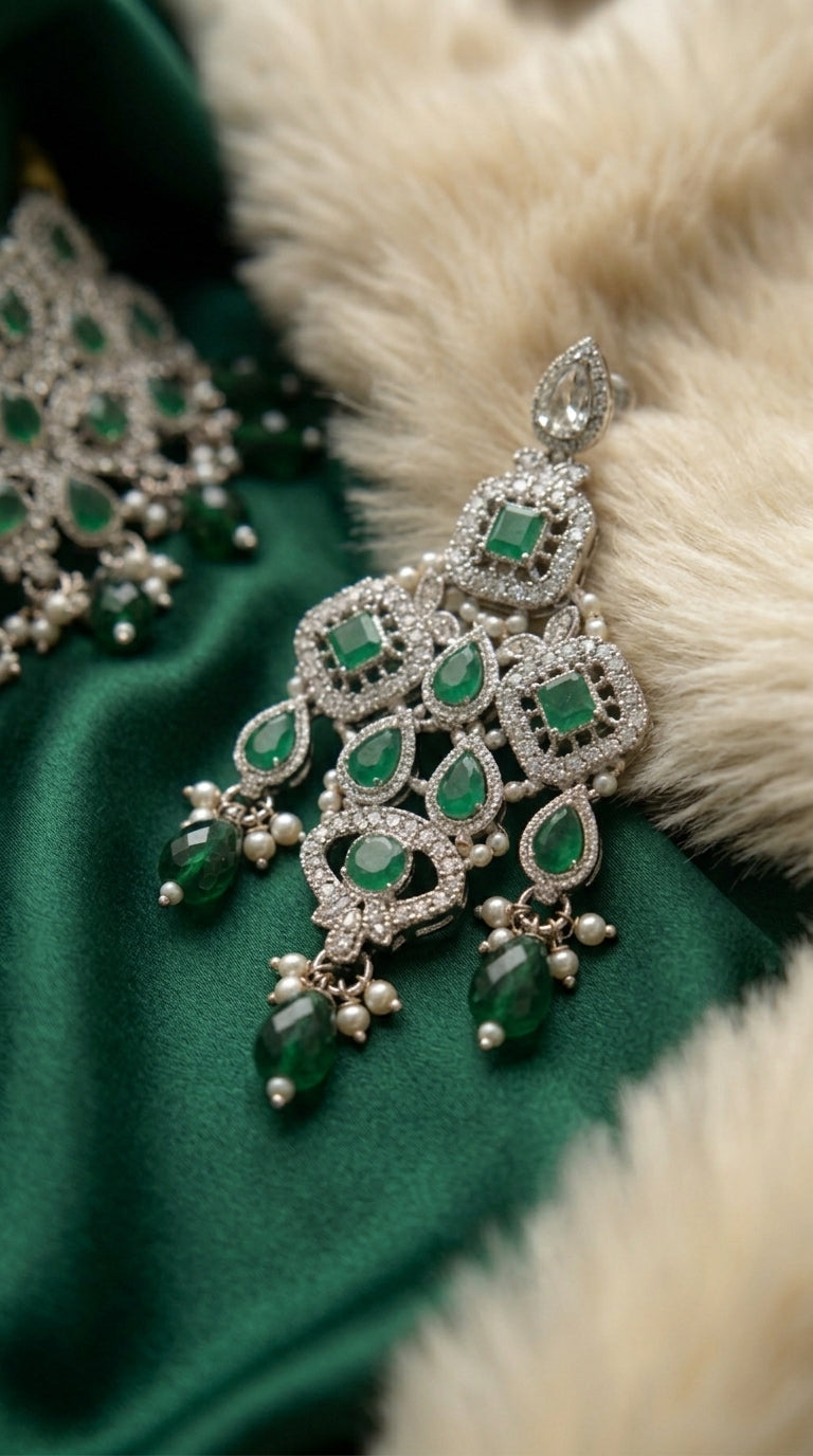 Emerald Pearl Peacock Royale Choker Set
