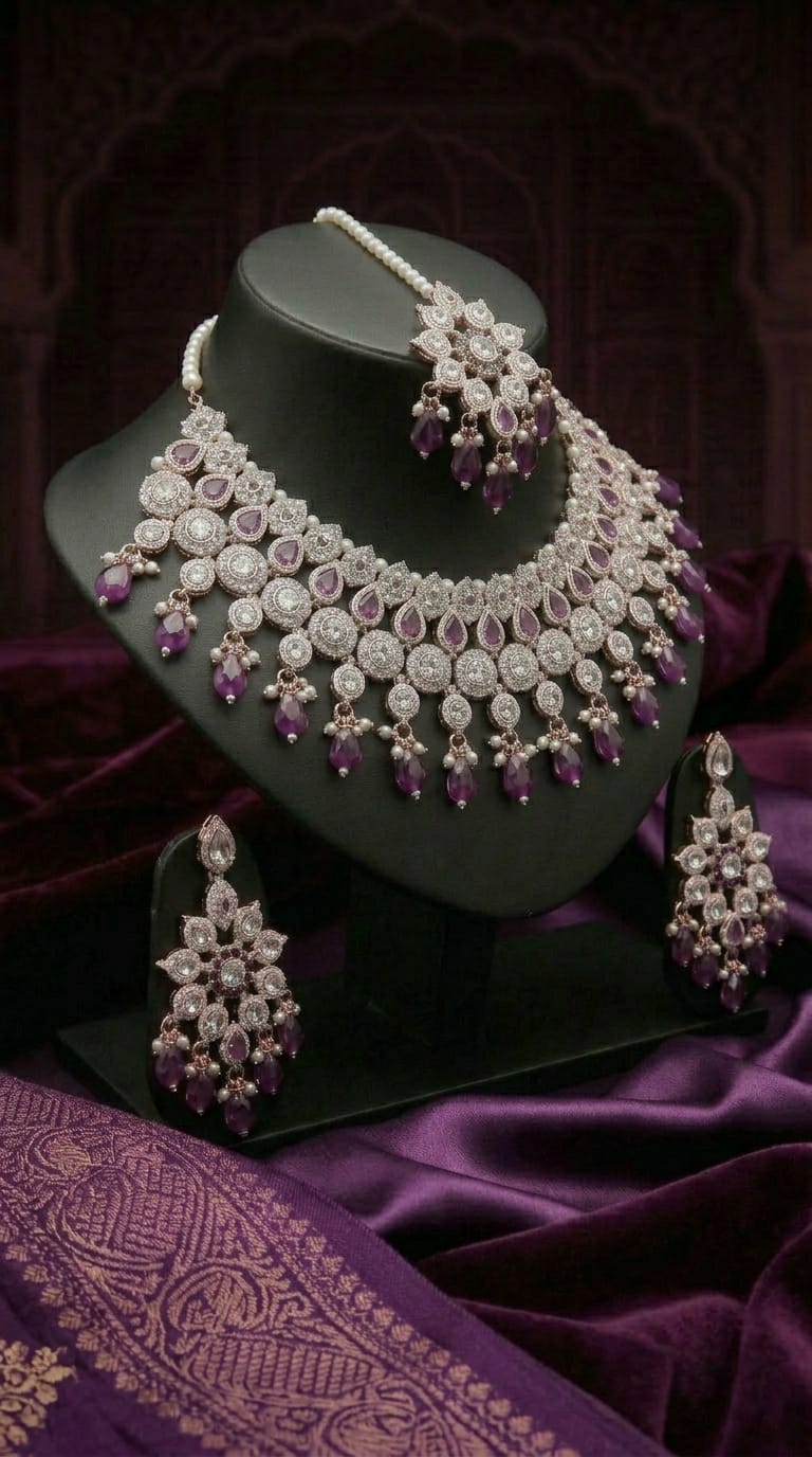 Amethyst Pearl Royale Cascade Choker Set