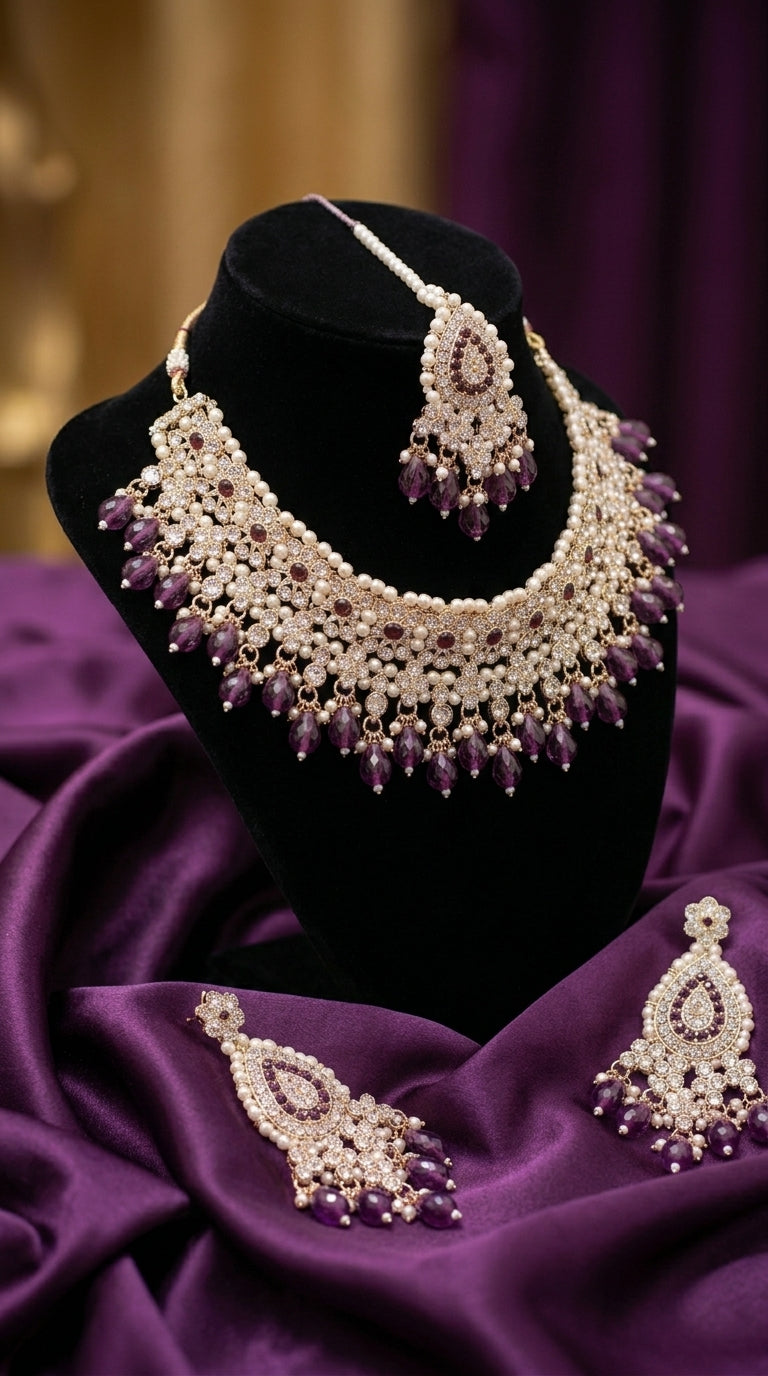 Amethyst Pearl Imperial Choker Set