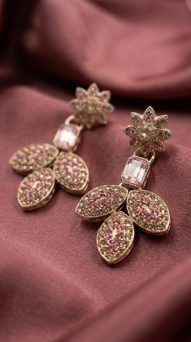 Blush Pink Floral Leaf Polki Choker Set