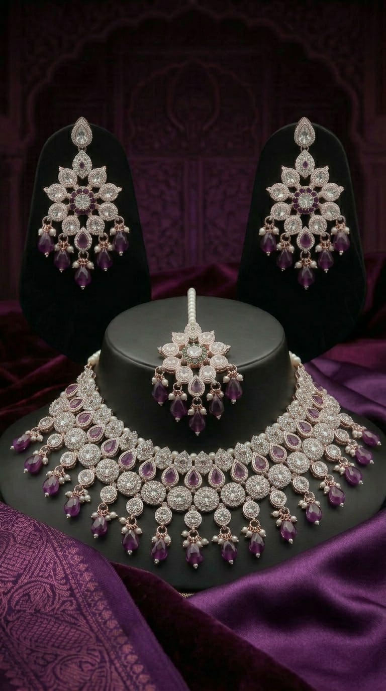 Amethyst Pearl Royale Cascade Choker Set