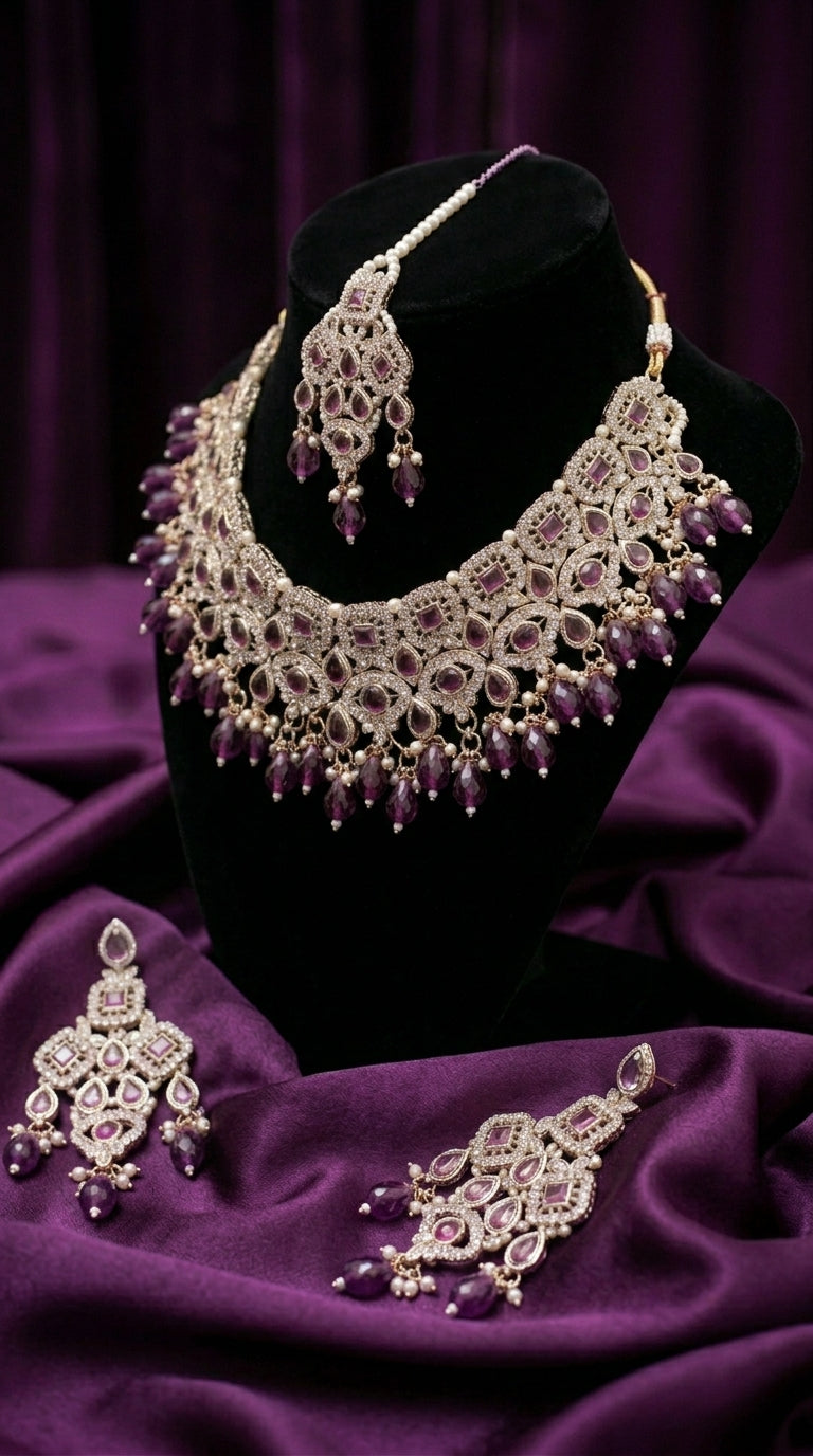 Royal Amethyst Pearl Cascade Set