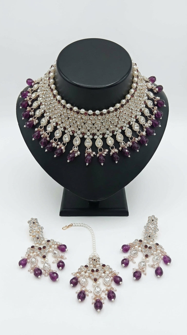 Amethyst Pearl Imperial Choker Set