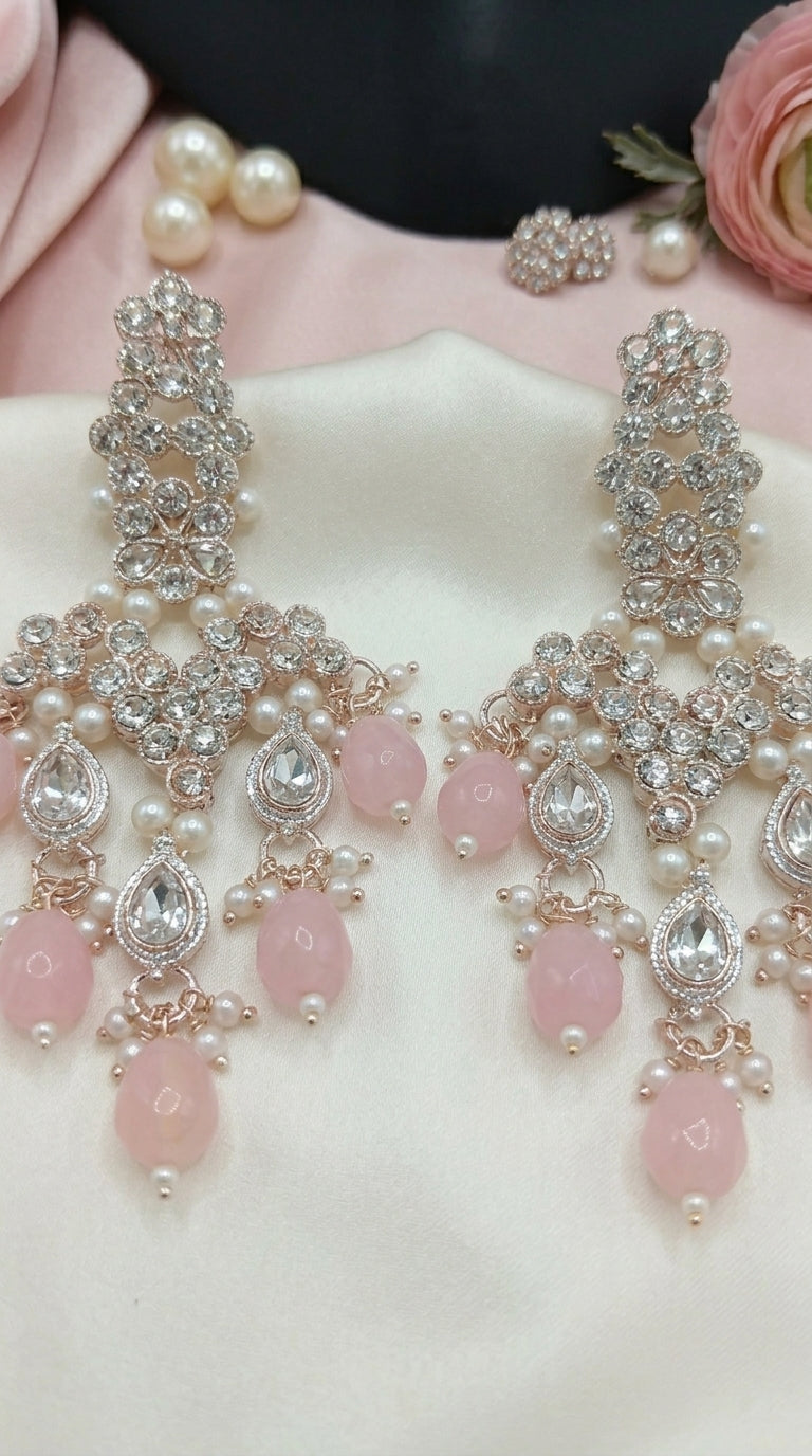 Blush Pink Pearl Polki Royale Choker Set