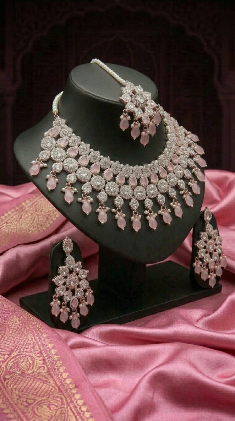 Baby Pink Pearl Blossom Royale Choker Set