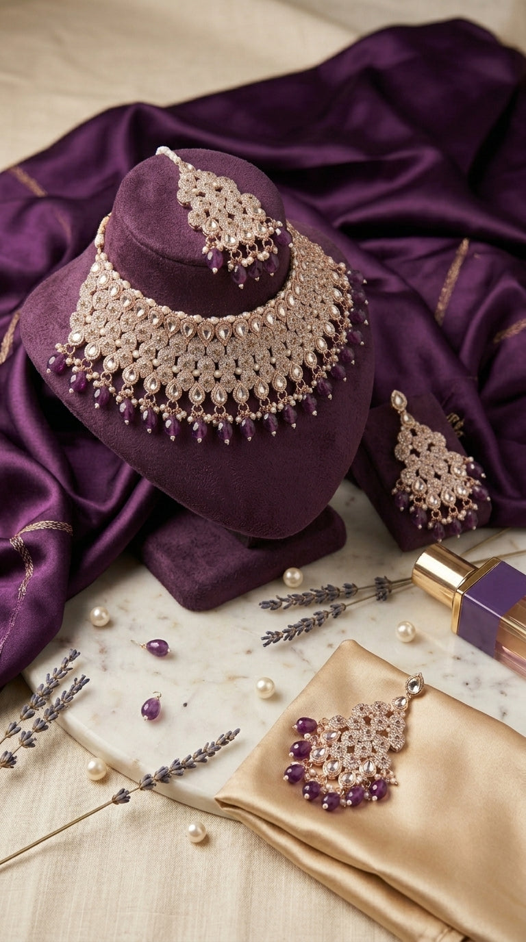 Amethyst Pearl Imperial Choker Set