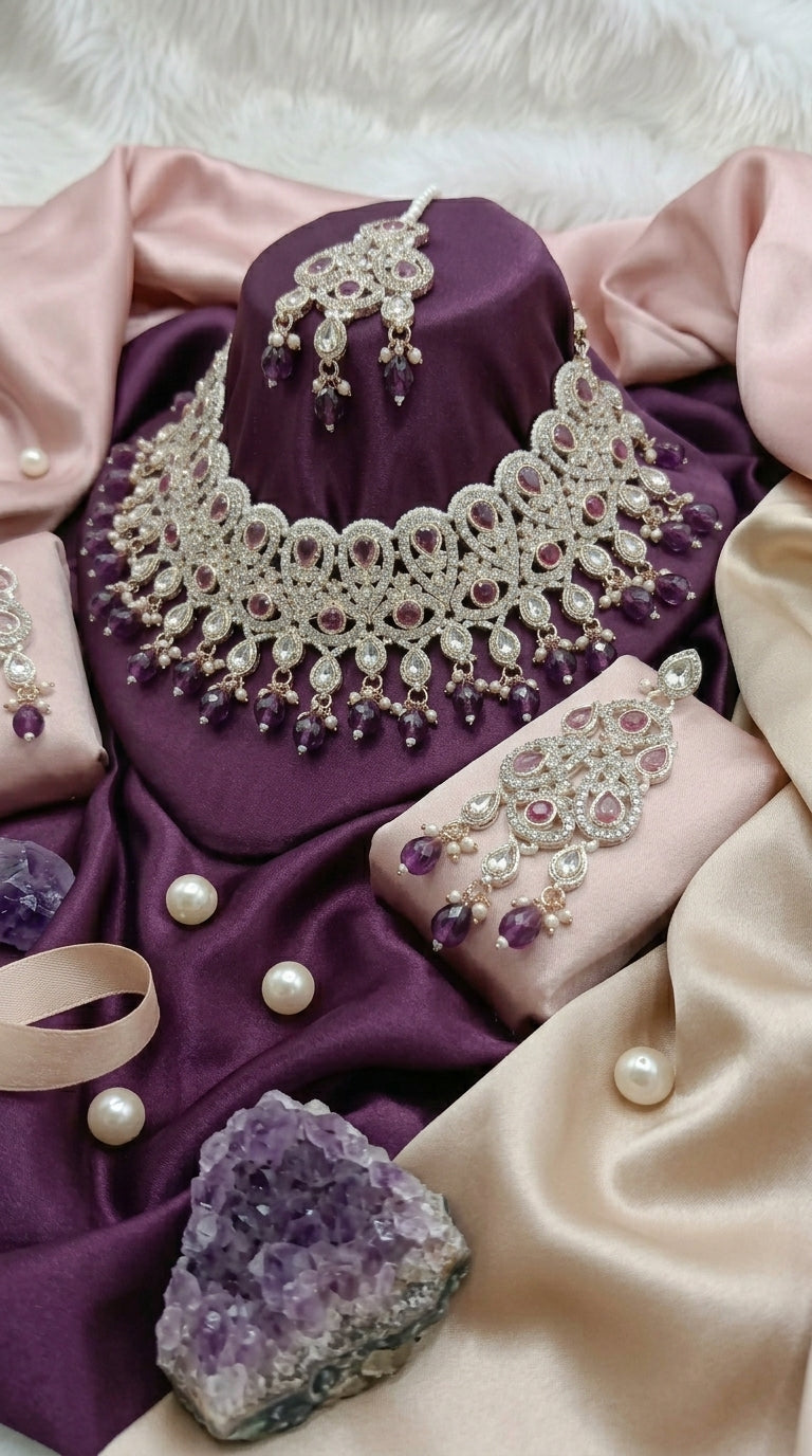 Amethyst Pearl Imperial Choker Set