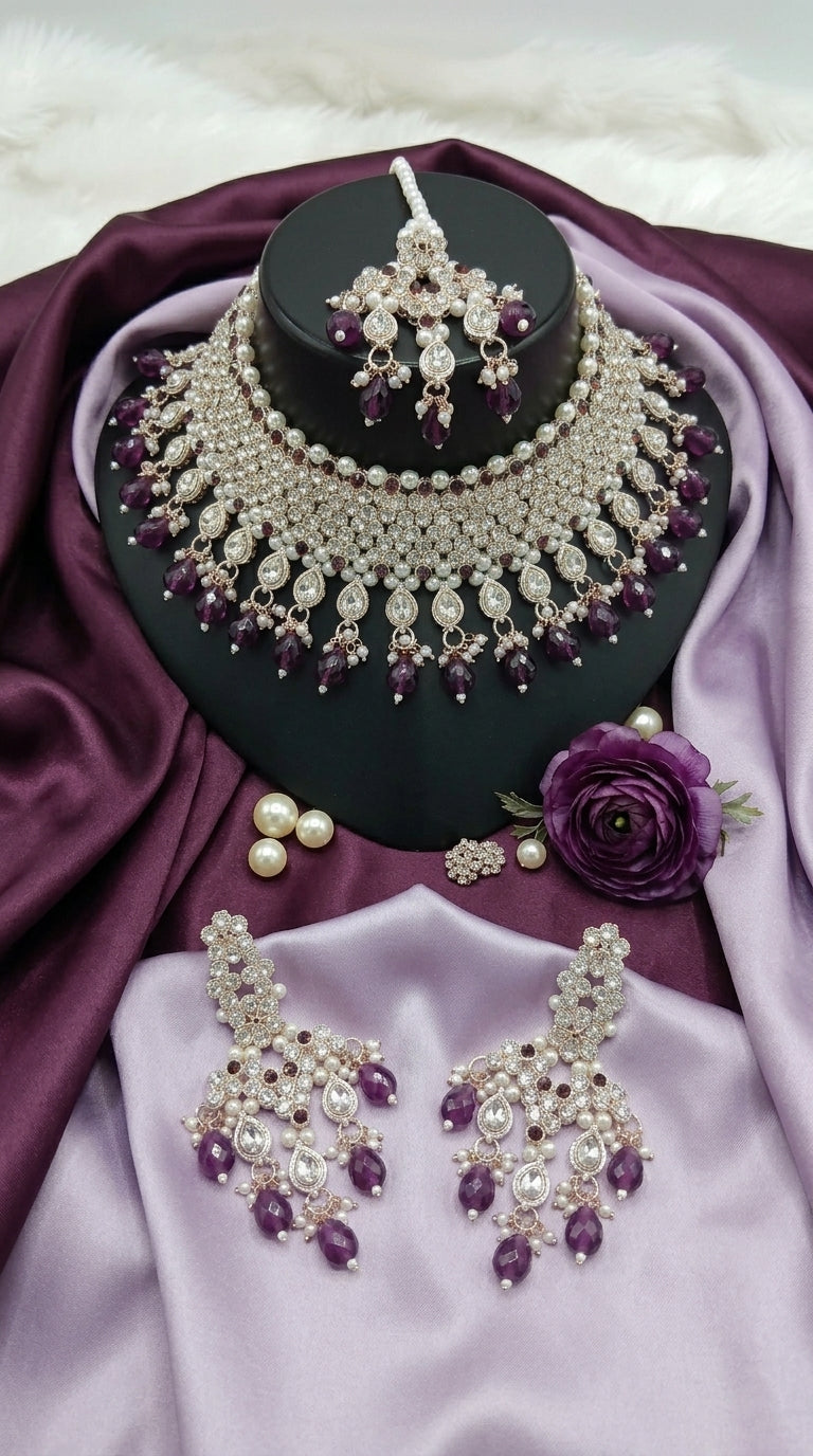 Amethyst Pearl Imperial Choker Set